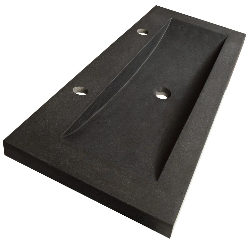 Sanituba Corestone wastafel basalt met twee kraangaten 120cm