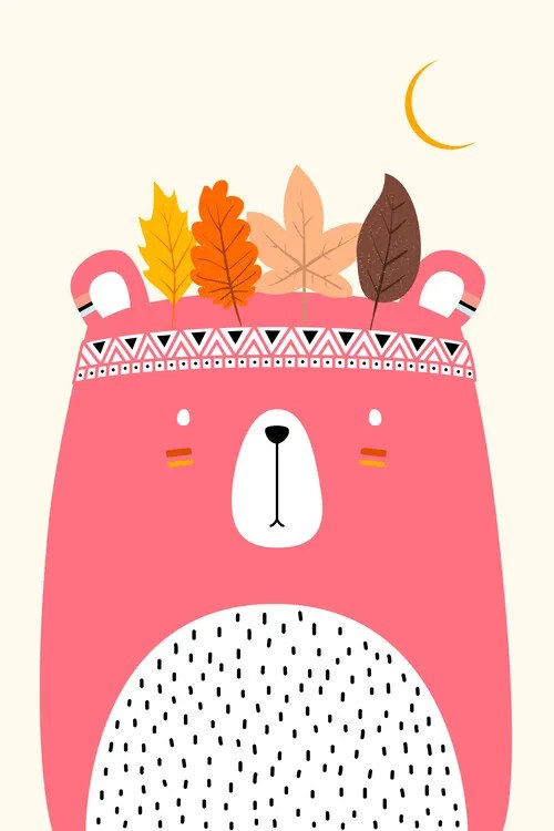 Ilustratie Cute Little Bear PINK, Kubistika, (26.7 x 40 cm)