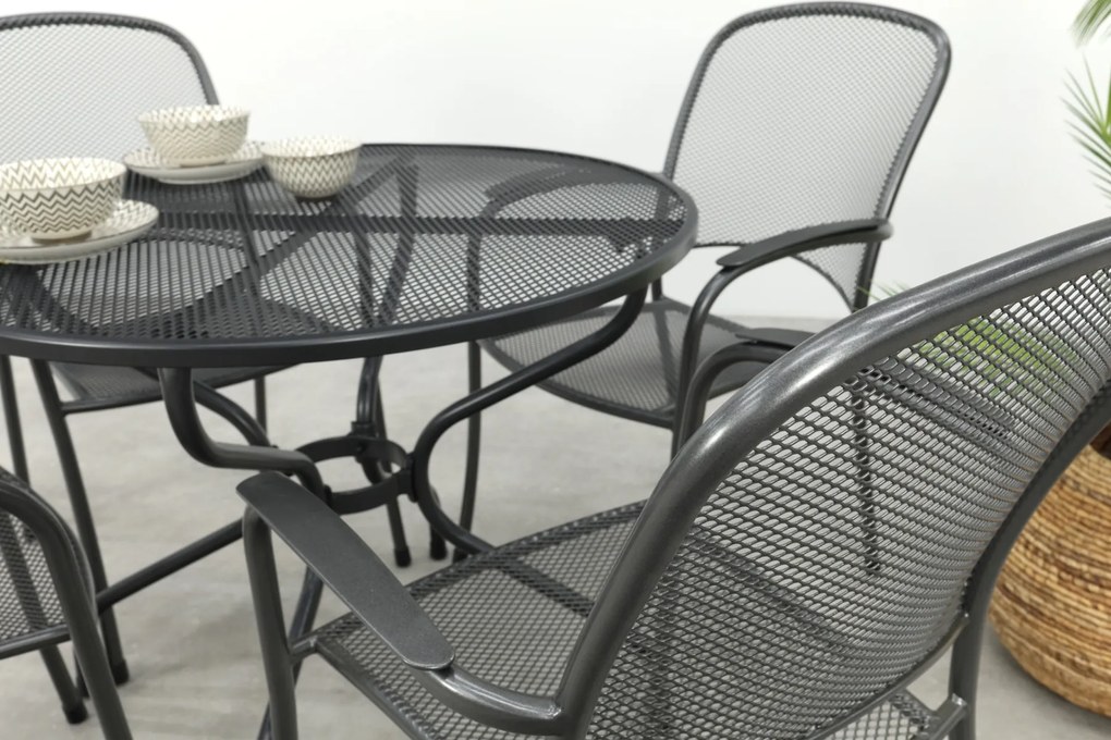 Royal Garden Carlo ronde stapelbare tuinset strekmetaal Ø90 cm.