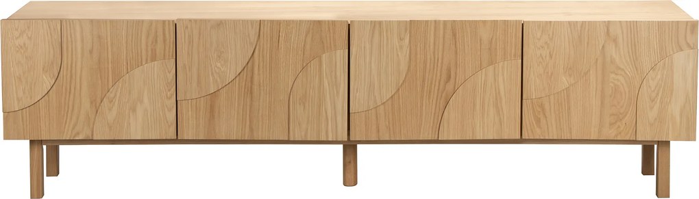 Eiken Tv-meubel Met 3D Vormen - 200x40x55cm.