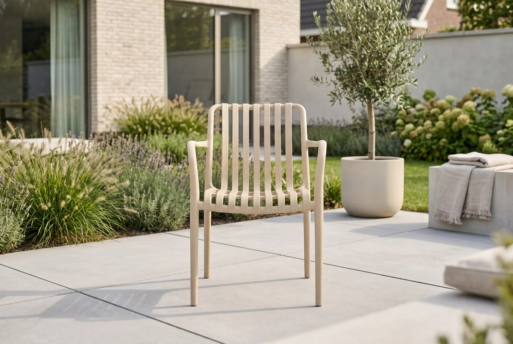 Tuinset 6 personen 210 cm Kunststof Zand/Beige Domani Furniture Alba/Creta