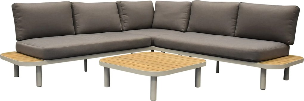 Amore platform hoek loungeset 3 delig latte zand aluminium