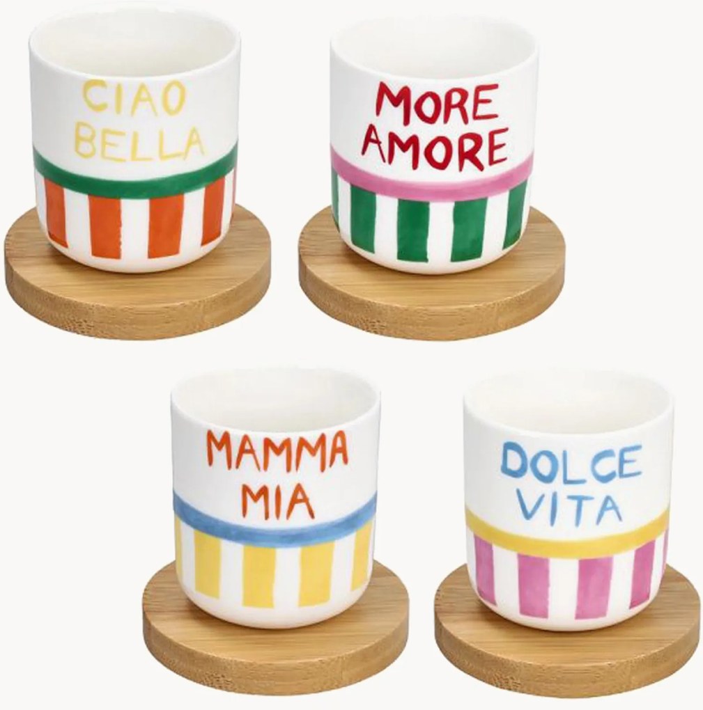 New Bone China koffiekopjes Viva L'Italia met schoteltjes