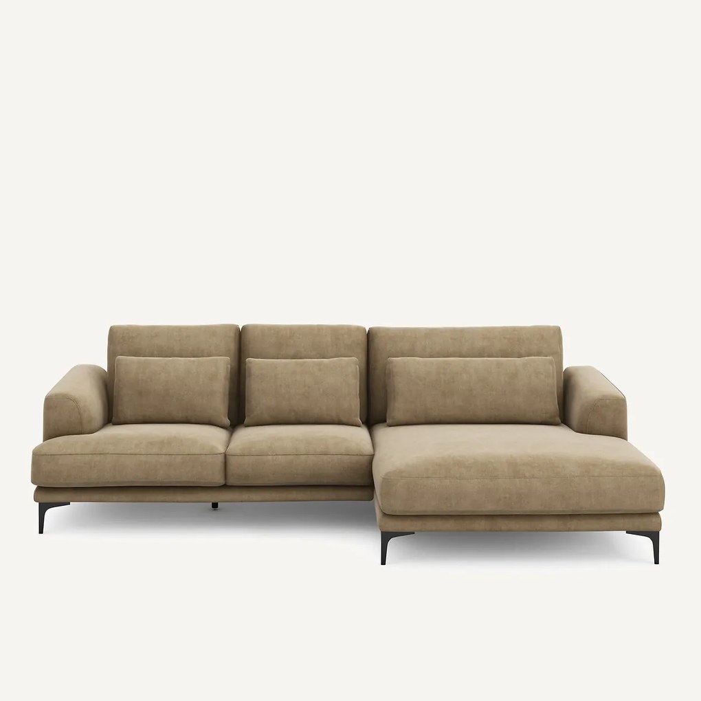 XL longchair met rechterhoek van stonewashed fluweel, MARSILE