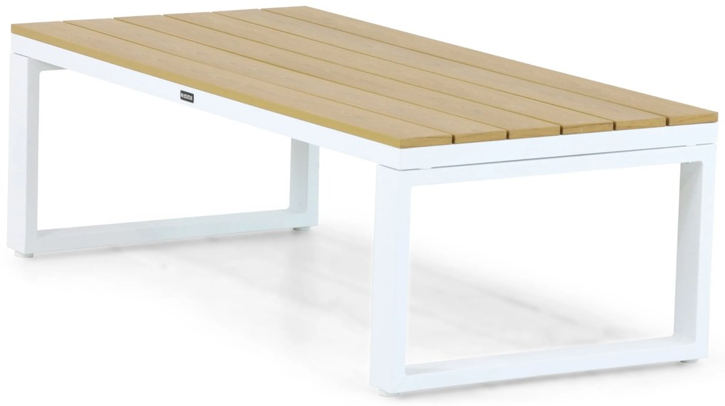 Stoel en Bank Loungeset 5 personen Aluminium/Polywood (teakfinish) Wit Lifestyle Garden Furniture Bilbao