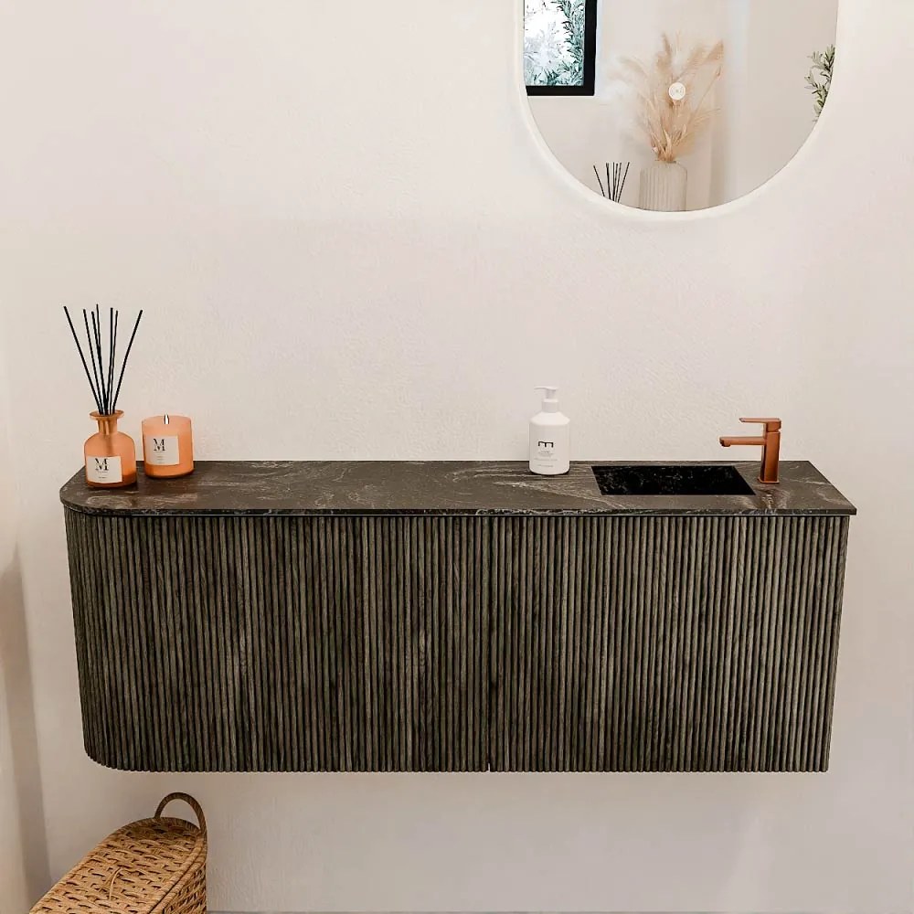Mondiaz Joya DLux 110cm toiletmeubel ronding links shadow met wastafel faye rechts 1 kraangat lava