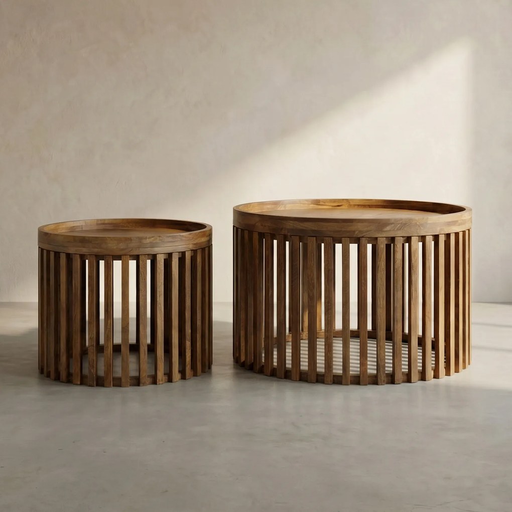 Ronde Salontafel Set Mangohout