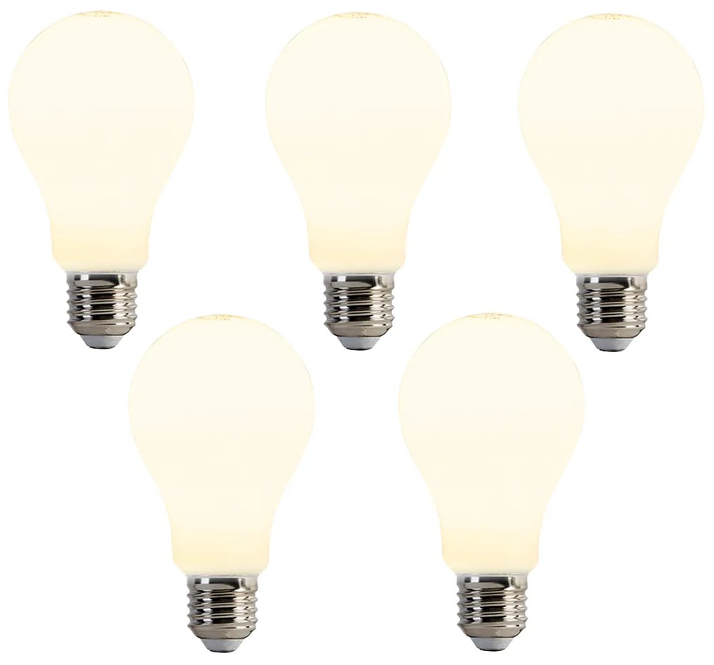 Set van 5 E27 LED lamp A67 opaal 8W 900 lm 2700K