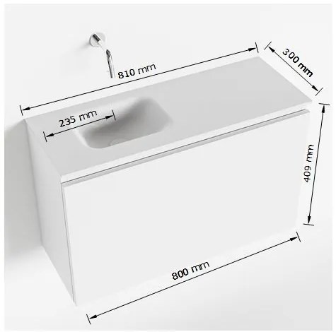 Mondiaz Olan 80cm toiletmeubel army met wastafel talc links 1 kraangat