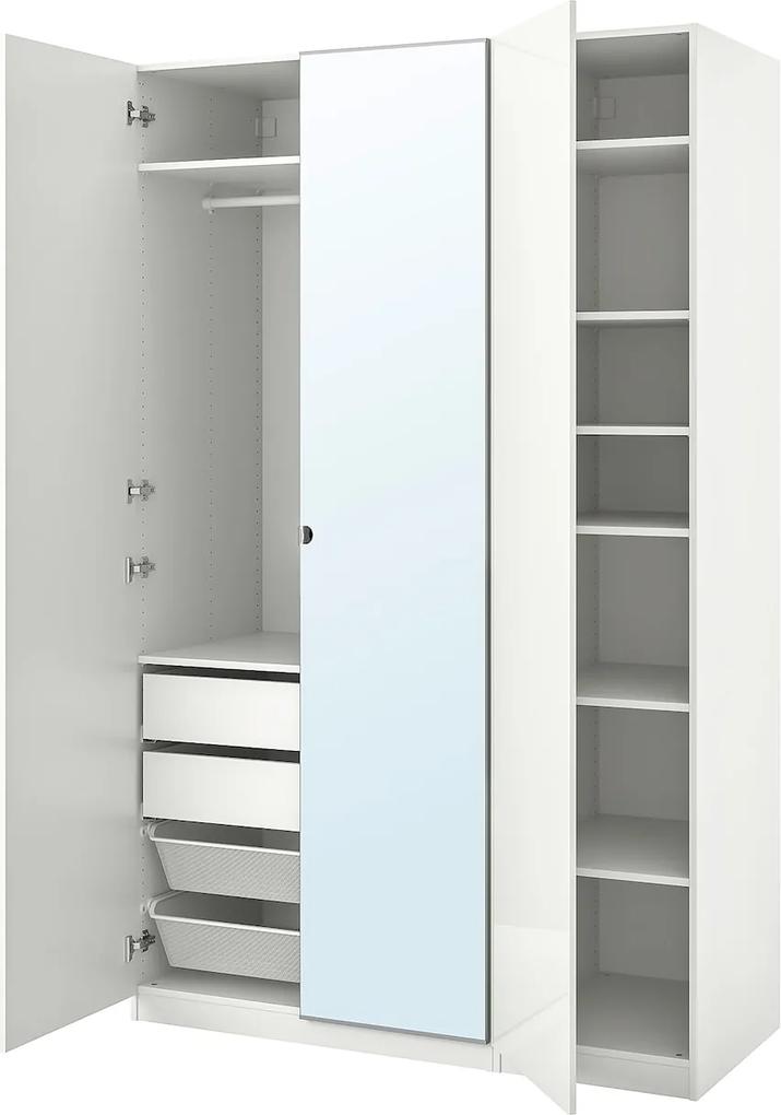 IKEA PAX / FARDAL/VIKEDAL Kledingkastcombinatie 150x60x236 cm Hoogglans wit/spiegelglas Hoogglans wit/spiegelglas - lKEA