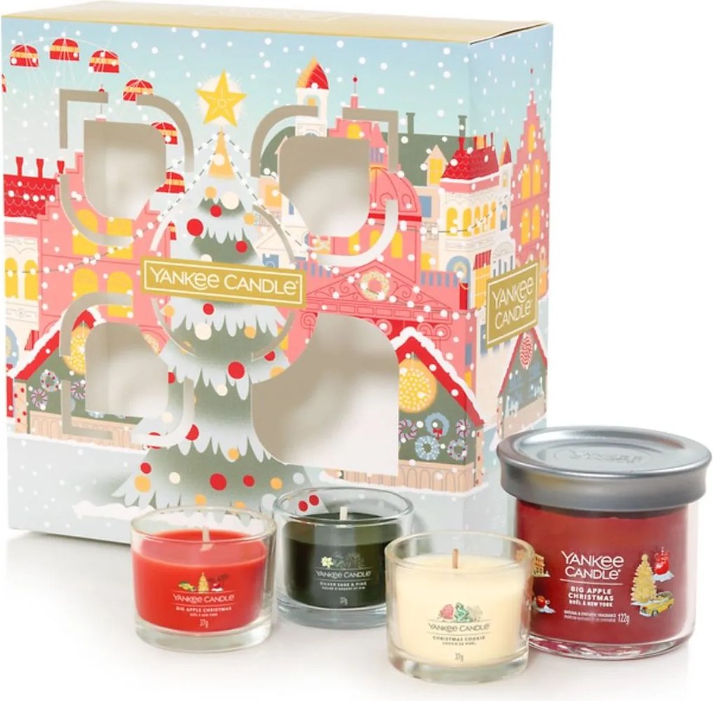Yankee Candle Passport to the Holidays– Small Tumbler + 3 Filled Votives – cadeauset – 4 heerlijke geuren – feestelijk