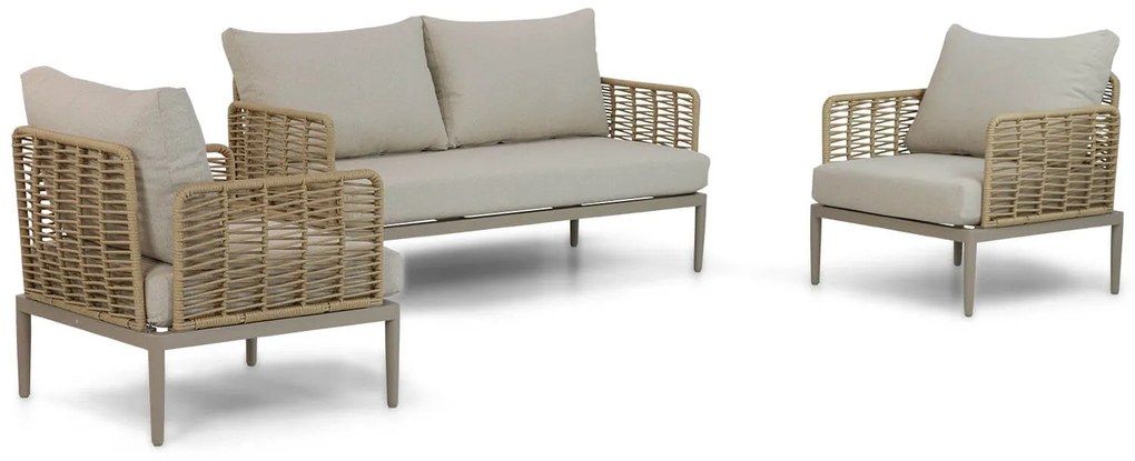 Stoel en Bank Loungeset 4 personen Wicker/Aluminium/Aluminium/wicker Taupe  Coco Ibiza