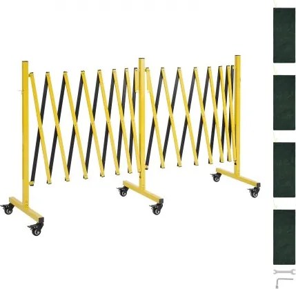 VEVOR Uitschuifbare schaarpoort, dubbele barrière met vergrendelbare wielen, schaarbarrière, max. 7,66 m, mobiele veiligheidsbarrière voor buiten met waarschuwingseffect, metalen barricade voor buiten- en industrieel gebruik