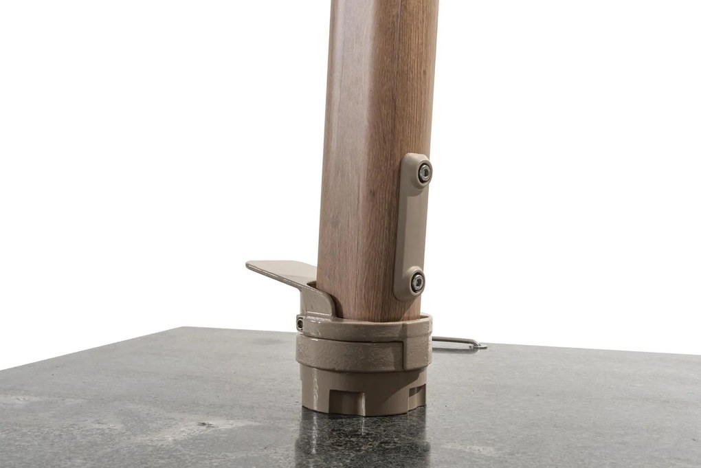 4 Seasons Outdoor Siesta PREMIUM 300 x 300 cm parasol zand, wood look frame Parasol   beige weerbestendig