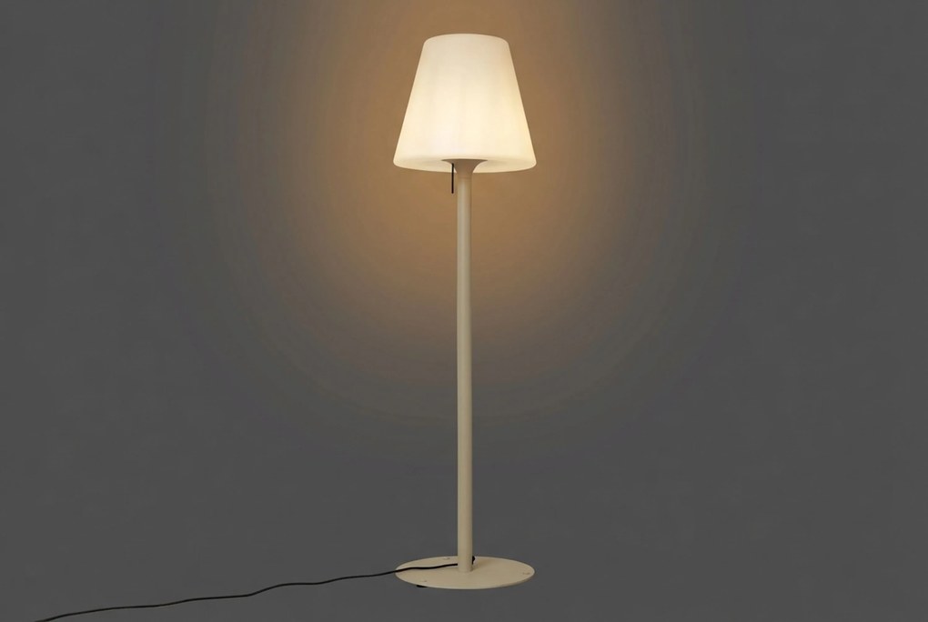 Moderne Buiten Vloerlamp Beige Met Witte Kap IP - Big Virginia Kunststof Zand/Beige