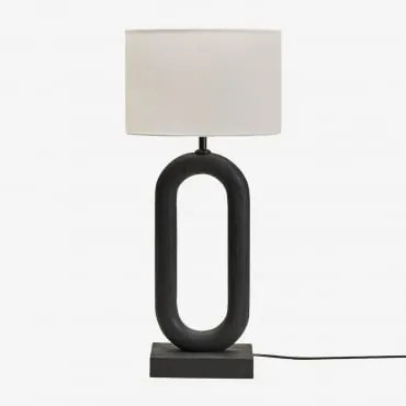 Tiberia Mangohouten Tafellamp Gewoon Zwart & Wit Ø30 Cm - ↑20 Cm Arlina - Sklum