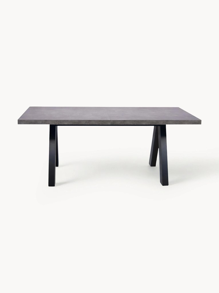 Uitschuifbare eettafel Apex in beton optiek, 200 - 250 x 100 cm