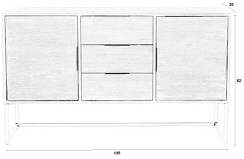 Dressoir Van Donker Teakhout 135 Cm - 135x35x82cm.