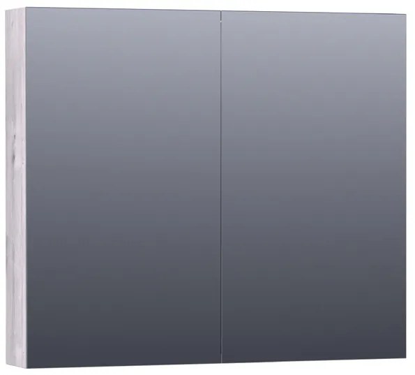 Saniclass Dual Spiegelkast - 80x70x15cm - 2 links- rechtsdraaiende spiegeldeur - MFC - Birch SK-DU80BR