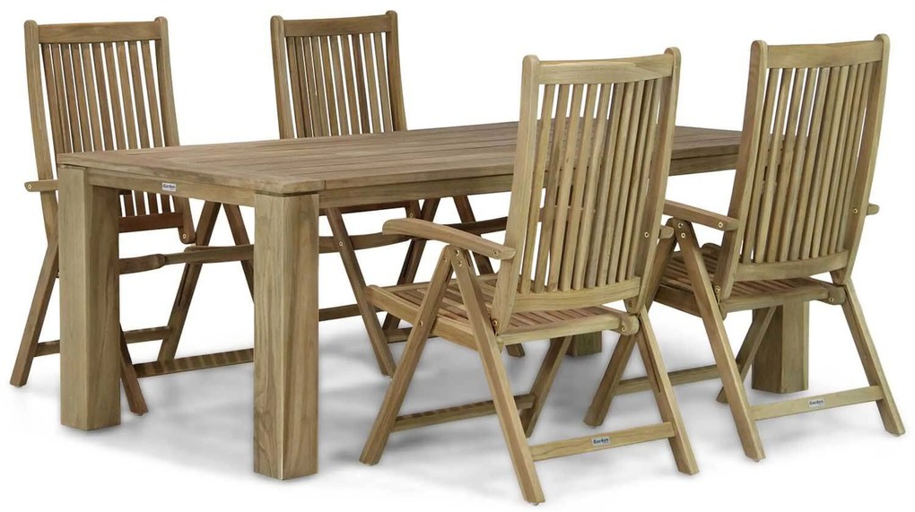 Tuinset 4 personen 200 cm Teak Old teak greywash Garden Collections Canterbury/Brighton