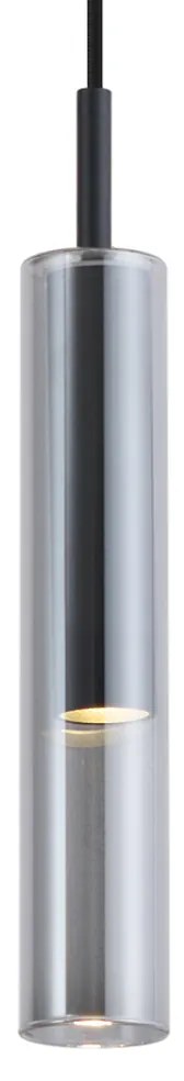 Moderne spot zwart met smoke glas voor railsysteem 1-fase - Slimline Loyce