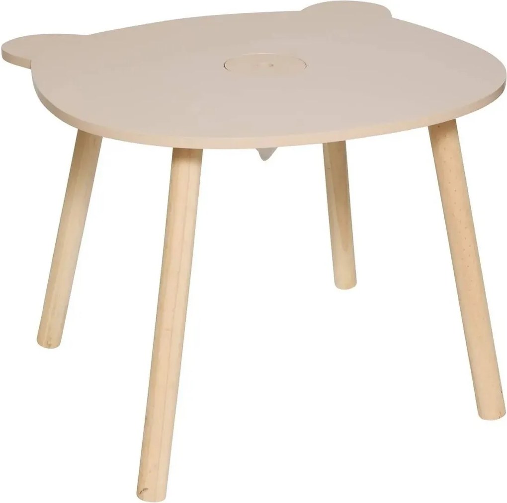 Atmosphera Kids Kindertafel– Teddybeer – diameter 60xH48 cm – Beige – Hout – Speeltafel/Tekentafel
