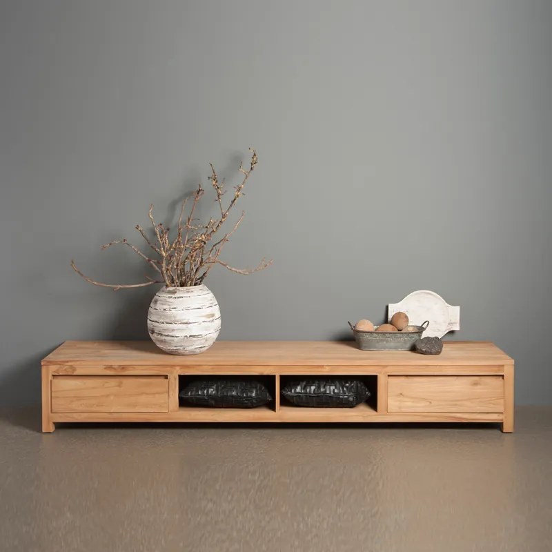Laag Tv-meubel Teak - 2 Lades - 240cm - 240x50x37cm.