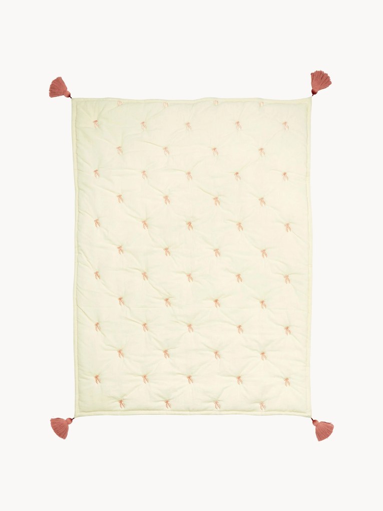 Doorgestikte knuffeldeken van biologisch katoen Bows