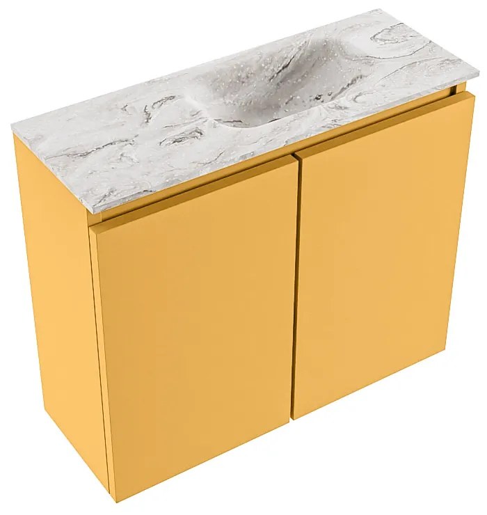 Mondiaz Ture DLux toiletmeubel 60cm ocher met wastafel glace rechts met kraangat