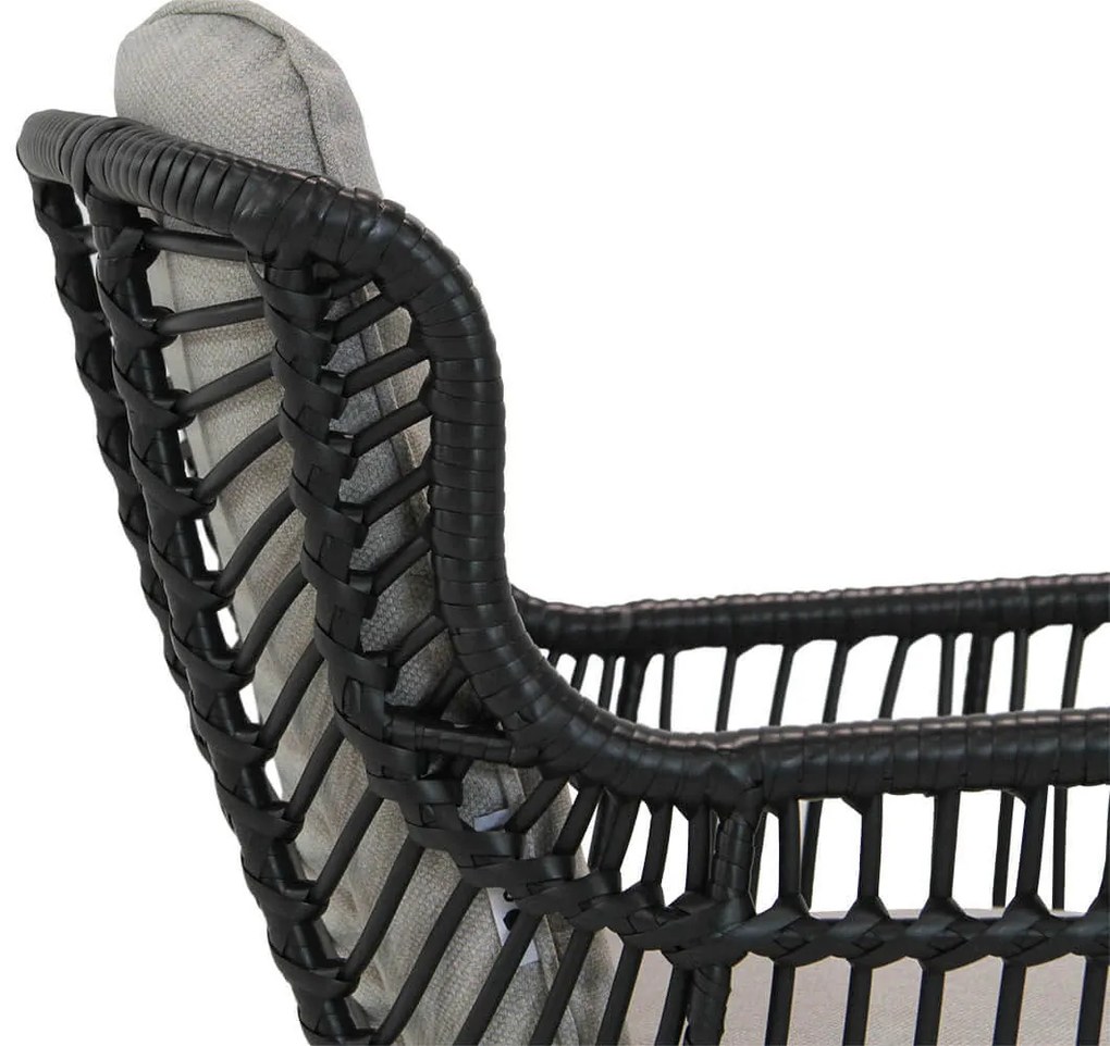 Tuinset 4 personen 100 cm Wicker/Aluminium/Aluminium/wicker Zwart Coco Azzano/Brighton