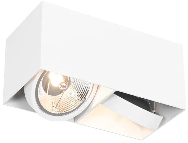 Design Spot / Opbouwspot / Plafondspot wit rechthoekig AR111 2-lichts - Box Design GU10 Binnenverlichting Lamp