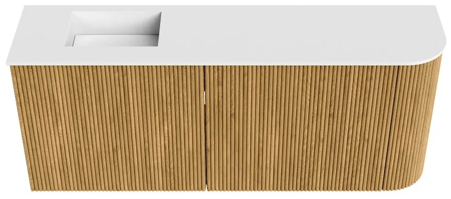 Mondiaz Joya 100cm toiletmeubel ronding rechts oak met wastafel faye links zonder kraangat talc