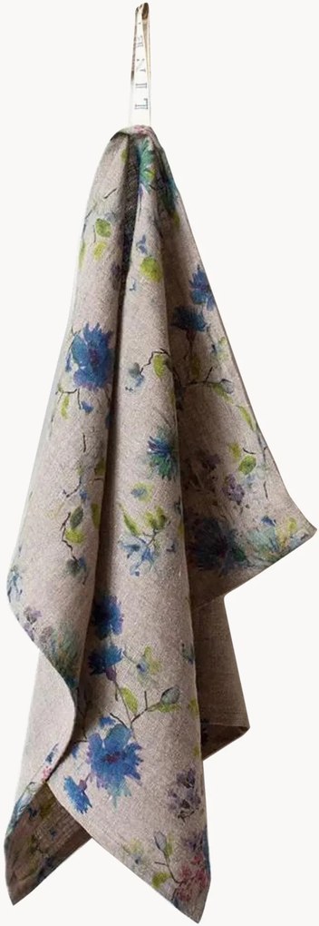 Handgemaakt linnen theedoek Flowers