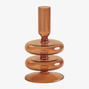 Olmeto Glazen Kandelaar Geel Amber - Sklum