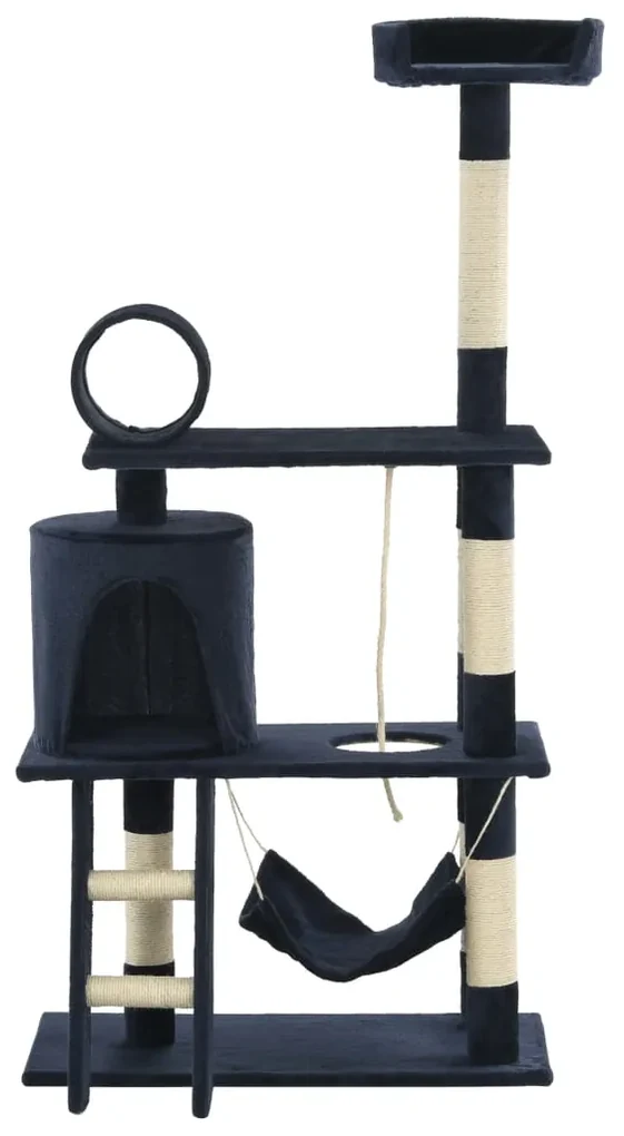 vidaXL Kattenkrabpaal met sisal krabpalen 140 cm donkerblauw