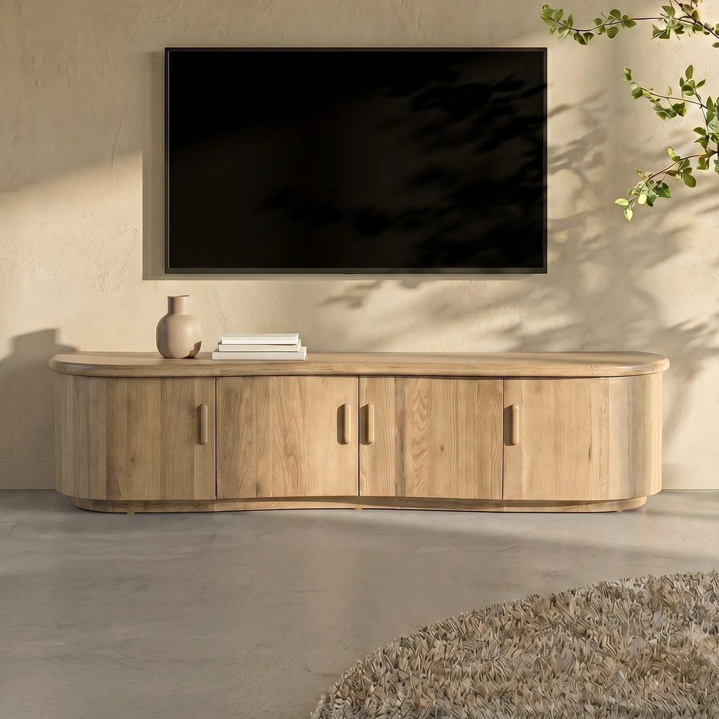 Eiken Tv-meubel Organische Vorm 180 Cm Naturel - 180x42x43cm.