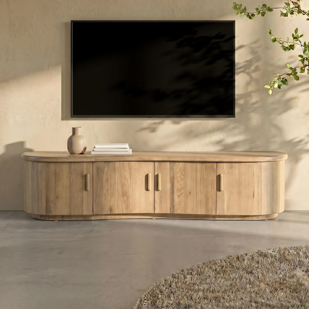 Eleonora Josh Eiken Tv-meubel Organische Vorm 180 Cm Naturel - 180x42x43cm.