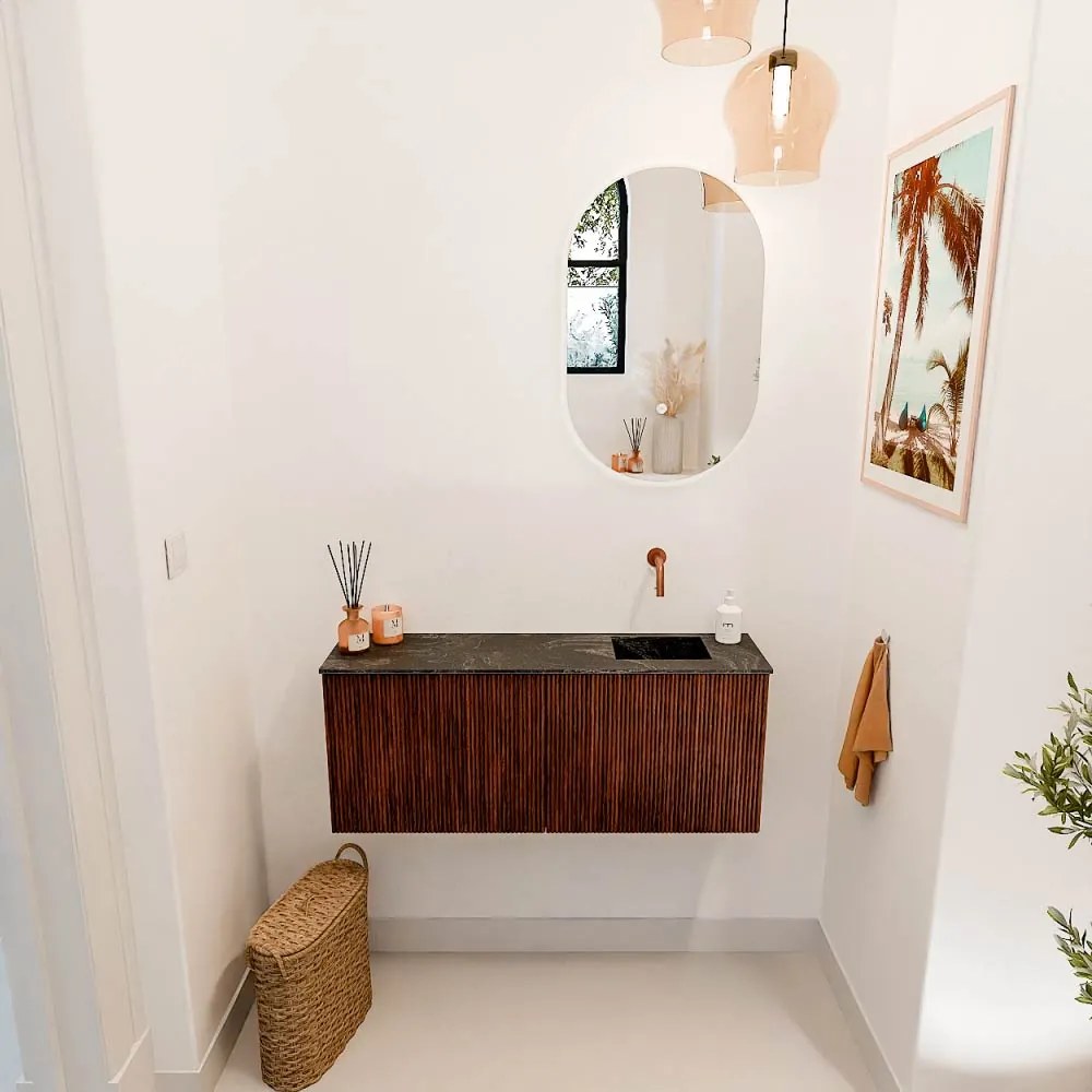 Mondiaz Joya DLux 100cm toiletmeubel ruby met wastafel faye rechts zonder kraangat lava