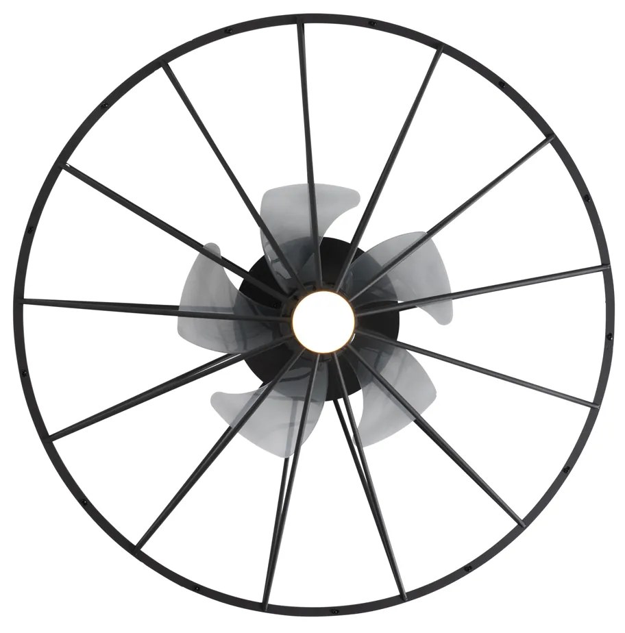 Plafondventilator zwart 62cm incl. LED dimbaar met afstandsbediening - Yaran