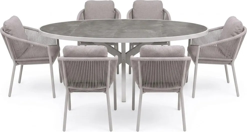Ohio Joshua dining tuinset 241x116xH74 cm 7 delig latte keramiek
