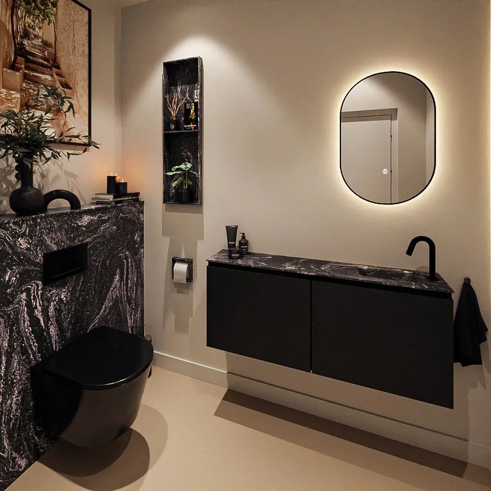 Mondiaz Ture DLux toiletmeubel 120cm urban met wastafel lava rechts met kraangat