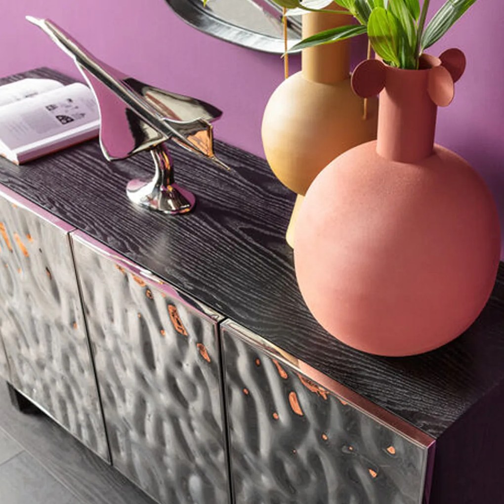 Kare Design Caldera Design Dressoir Zilver Zwart - 160x45x78cm.