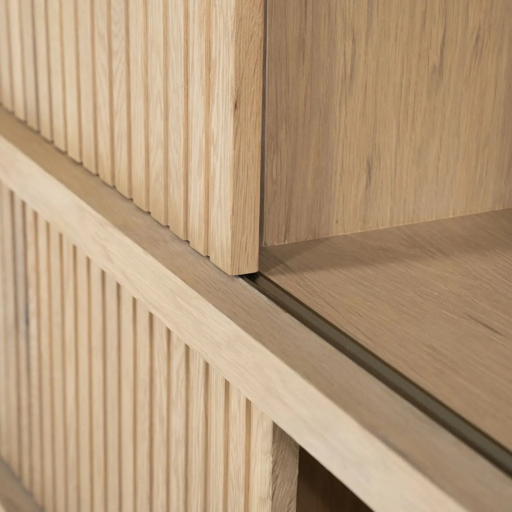 Eiken Dressoir Met Schuifdeuren Naturel - 180x42x90cm.