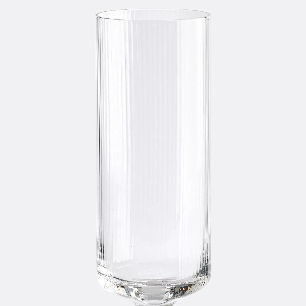 Set van 6 champagneglazen in geribbeld glas, Stria
