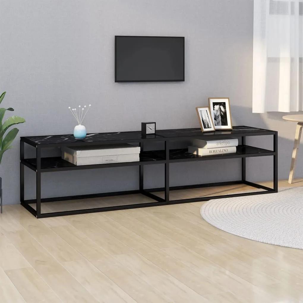 vidaXL Tv-meubel 160x40x40,5 cm gehard glas zwartmarmerkleurig