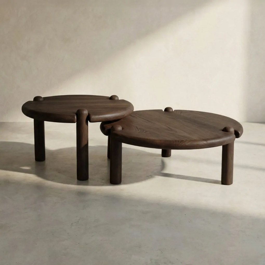 Houten Design Salontafel Rond 65 Cm - 65 X 65cm.