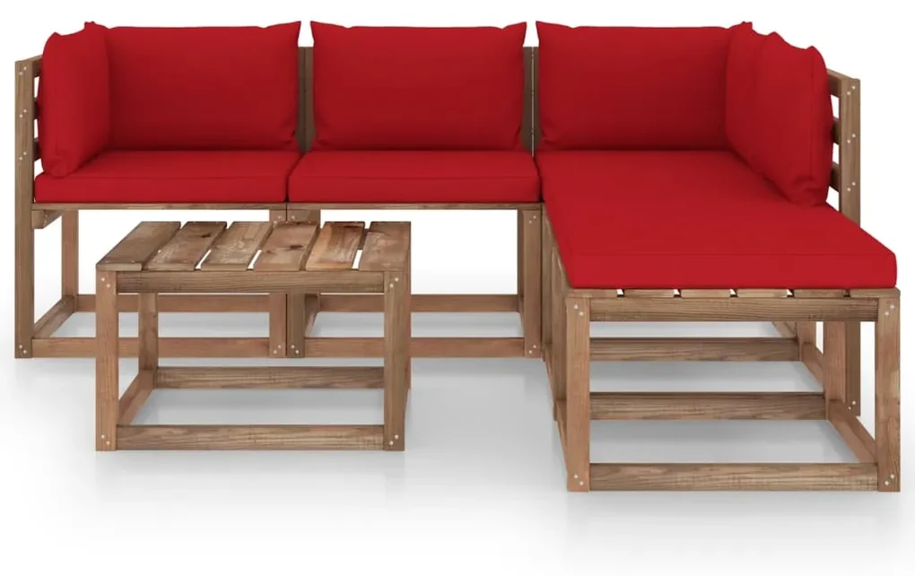 vidaXL 6-delige Loungeset pallet met kussens geïmpregneerd grenenhout