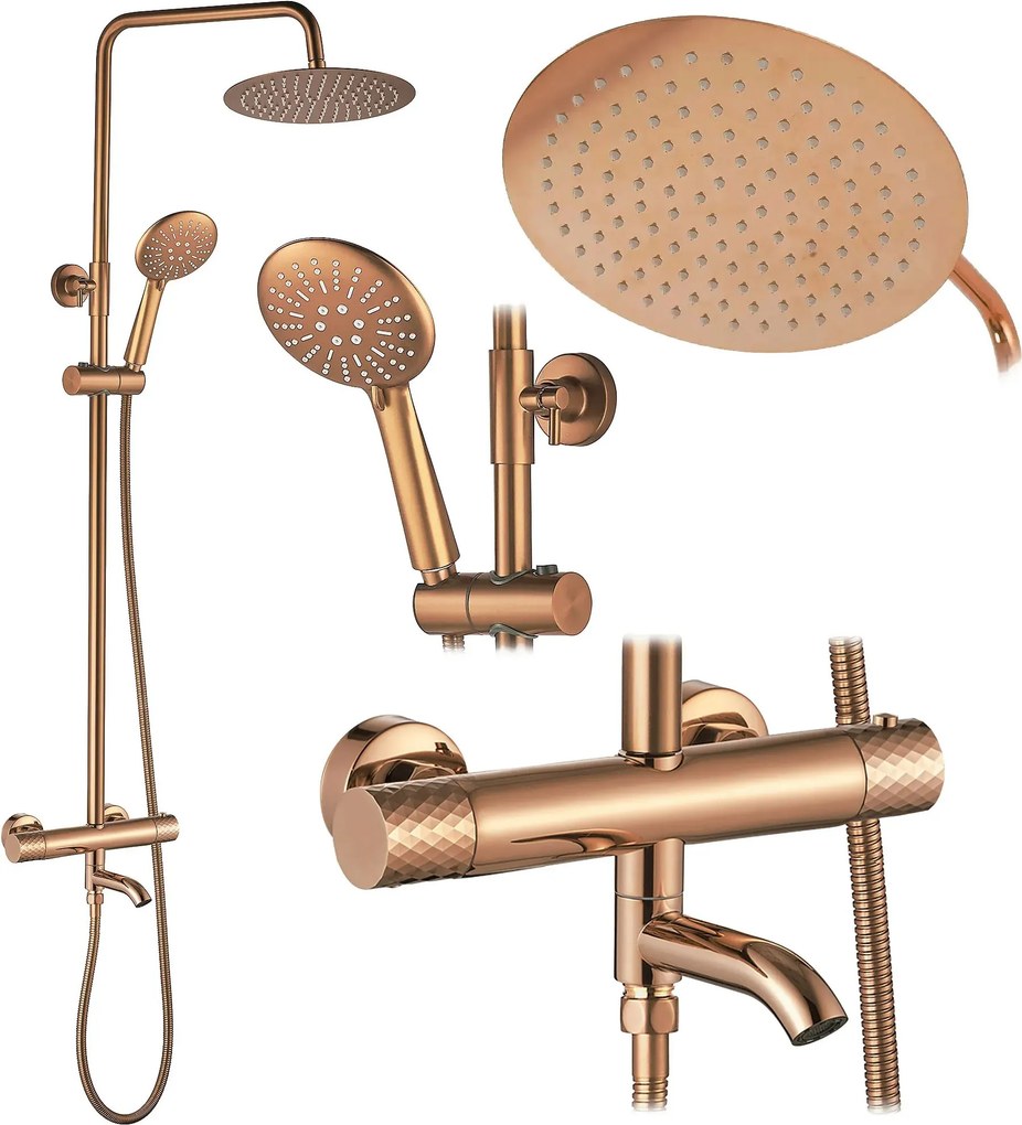 Doucheset REA Lungo Diamond Copper Met Thermostaat