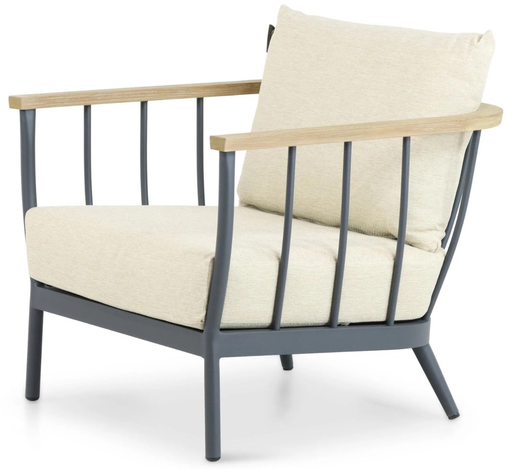 Stoel en Bank Loungeset 5 personen Aluminium/Teak Grijs Apple Bee Condor