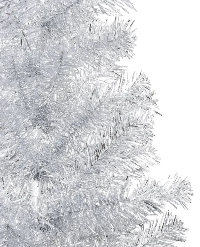 vidaXL Kunstkerstboom met LED's en kerstballen 210 cm PET zilverkleur